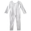 easyforever Kids Girls Shiny Metallic Long Sleeve Leotard Full Length Bodysuit Gymnastics Unitard Jumpsuit Dancewear Silver 4 Years view 3