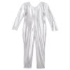 easyforever Kids Girls Shiny Metallic Long Sleeve Leotard Full Length Bodysuit Gymnastics Unitard Jumpsuit Dancewear Silver 4 Years view 4