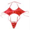 Agoky Women Shiny Glossy Bikini Swimsuit Halter Lingerie Exotic String One Piece Swimwear Red One Size view 4