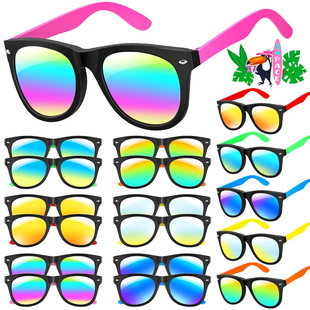 Kids Sunglasses Bulk, Neon Sunglasses Party Favors with UV400 Protection for Kids, Boys and Girls, Party Favor, Birthday Graduation Party Supplies, Beach, Pool Party Favors