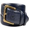 Arthur Men's Italian Calfskin Genuine Leather Dress Belt Solid Brass Roller Buckle 1-1/8"(30mm) Wide (Lizard Navy, 34) view 1