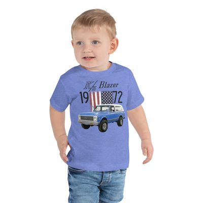1972 Chevy Blazer K5 Light Blue Vintage Truck Toddler Short Sleeve Tee