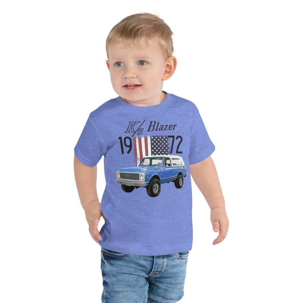 1972 Chevy Blazer K5 Light Blue Vintage Truck Toddler Short Sleeve Tee