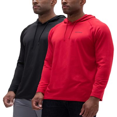 DEVOPS Men's Fleece Thermal Workout Hoodie (Black/Red, Large)