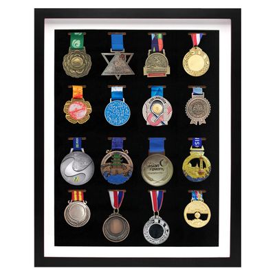16 Medals Display Case Shadow Box Frame, 3D Medal Box Photo Frame for Runners Marathon Triathlon Soccer Gymnastics All Sports Medals Award Insignia (Black, 16 x 20 Inch)