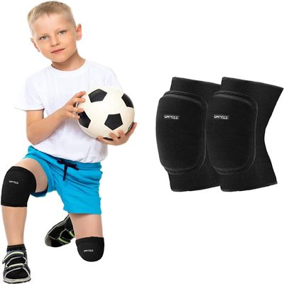 ONTYZZ Kids Knee Pads with Thicken Sponge Padding, Breathable Stretchy Knee Pad for Child Girls Boys, Soft Knee Pads for Dancing Skating Football Mountaineering Cycling Black/M
