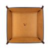 WOBACWVO PU Valet Tray Organizer Storage 5.5"x5.5"X1.2". Key Jewelry Tray, Dice Box Bedside Tray,Wallets Watches Keys Coins Mobile Phones Organizer, Office Desk Accessory Catchall (Brown). view 2