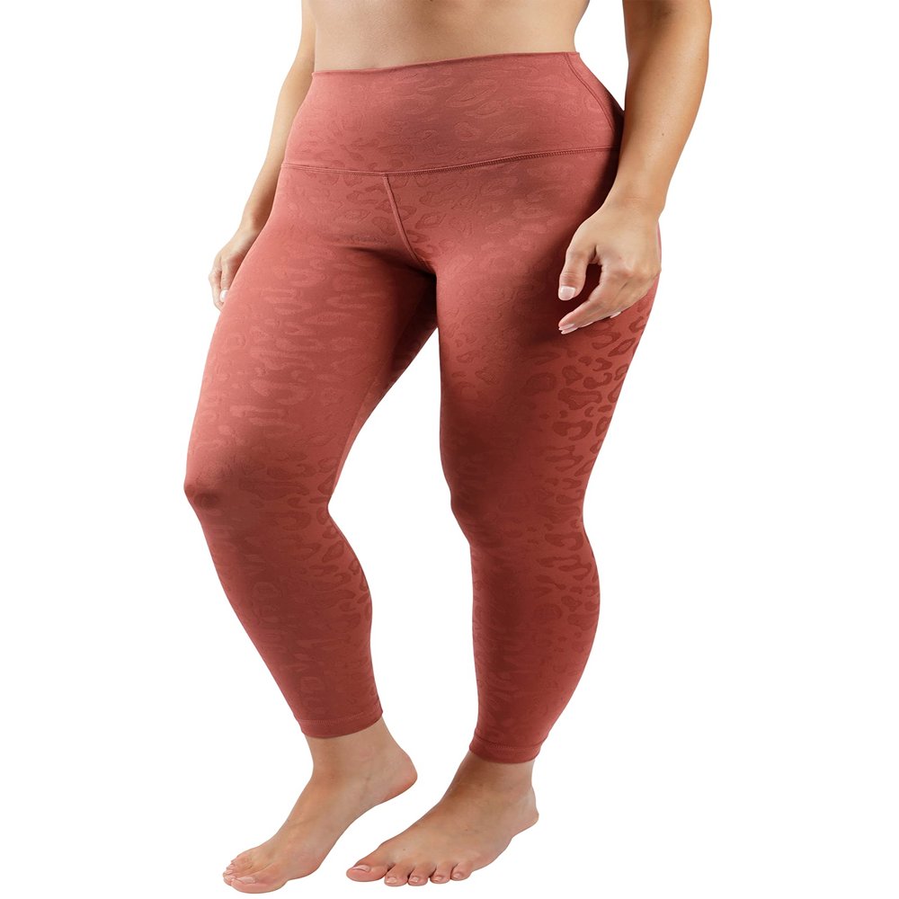 90 Degree By Reflex Performance Activewear - Printed Yoga Leggings - Leopard Terracotta Elastic Free - Small