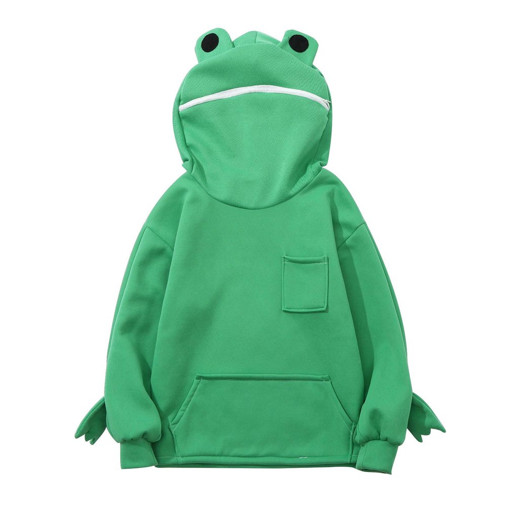 4-13 Years Children Kids Girls Boys Cute Frog Hoodie with Zipper Fall Tops Jumper Comfy Sweater (Green, 4-5 Years)