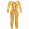easyforever Kids Girls Shiny Metallic Long Sleeve Leotard Full Length Bodysuit Gymnastics Unitard Jumpsuit Dancewear Gold 10 Years view 1