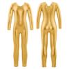 easyforever Kids Girls Shiny Metallic Long Sleeve Leotard Full Length Bodysuit Gymnastics Unitard Jumpsuit Dancewear Gold 10 Years view 3