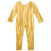 easyforever Kids Girls Shiny Metallic Long Sleeve Leotard Full Length Bodysuit Gymnastics Unitard Jumpsuit Dancewear Gold 10 Years view 4
