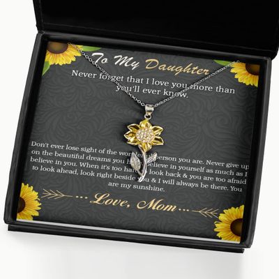 9624595-Sunflower Pendant Necklace-Personalized Beautiful Sunflower Precious Necklace, You are My Sunshine Message Card Necklace, to My Daughter messa