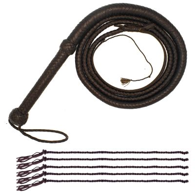 HADZAM Whip for Creating Sound Effects, Stage Performance, Collecting, Halloween Costume Accessory in Different Sizes & Color Options with 5 Extra Tail Threads. (Brown, 4 FEET)