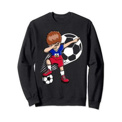 Dabbing Soccer Boy Haiti Jersey Haitian Football Fans Sport Sweatshirt