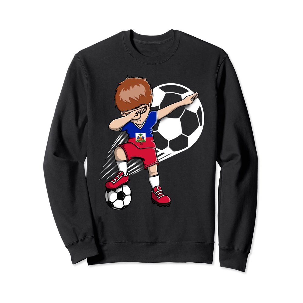 Dabbing Soccer Boy Haiti Jersey Haitian Football Fans Sport Sweatshirt
