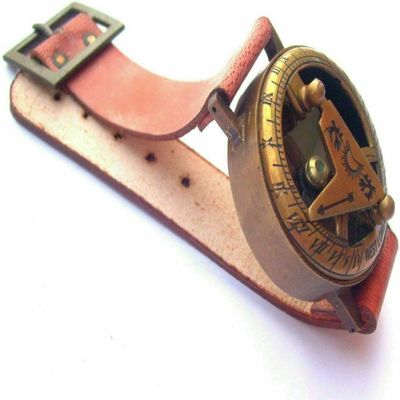 Antique Compass Wrist Watch Brass Sundial Nautical Leather Watch Compass Steampunk Gift