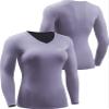 NELEUS Women's 3 Pack Compression Shirts Long Sleeve Yoga Athletic Running Shirts,V-Neck,Black/Grey/Purple,M view 4