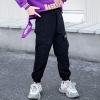 POLG Girls Cargo Jogger Pants Casual Hip Hop Dance Trousers Cotton Cargo Jogger Pants with Pockets Kids Clothes 3-12 Years (Black, 6-7Years) view 3
