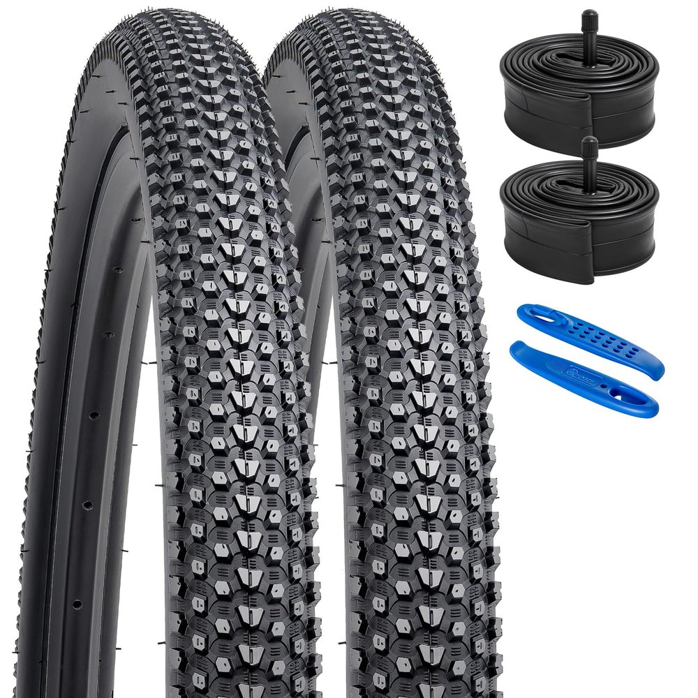 YUNSCM 24" Mountain Bike Tires 24x1.95/53-507 and 24 Bike Tubes Schrader Valve Compatible with Bike 24 x 1.95 24x2.0 Bicycle Tires and Tubes (Y-1086)