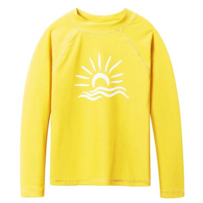 TFJH E Girls Swim Shirt Long Sleeve Rash Guard Suit UV 50+ Sunsuits Swimwear Swim Top Yellow 6A