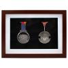 Wooden Medal Display Shadow Box Frame, 2 Medals Display Case for Runners Marathon Soccer Football Gymnastics & All Sports Military Medals Pins Patches Badge Award Insignia (Walnut) view 1