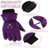 Hicarer 2 Pairs Kids Mittens Children Winter Snow Waterproof Thick Warm Windproof Gloves for Girls Boys(Pink and Dark Purple,5-8 Years,Star Style) view 4