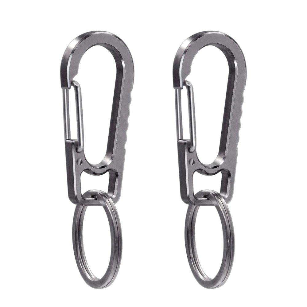 AIIKEE Titanium Heavy Duty Keychain Carabiner, EDC Key Clip Anti-Lost Quick Released Backpack Hook, Car Keychain Clip, Belt Loop Clip, Outdoor Camping Keyring- 2 Pack