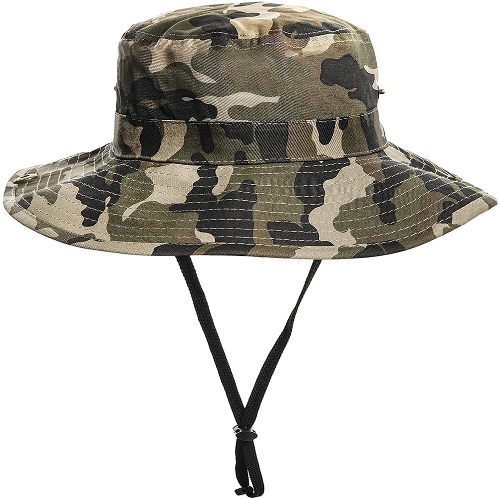 Boys Camo Sun-Bucket-Hat Summer Outdoor Safari Fishing-Hat Boonie-Cap for Kids