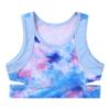 Daenrui Kids Girls Tie Dye Sleeveless Cutouts Waist Active Tank Crop Top Dance Workout Athletic Shirts Tops Sky Blue 12 Years view 3