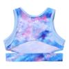Daenrui Kids Girls Tie Dye Sleeveless Cutouts Waist Active Tank Crop Top Dance Workout Athletic Shirts Tops Sky Blue 12 Years view 4