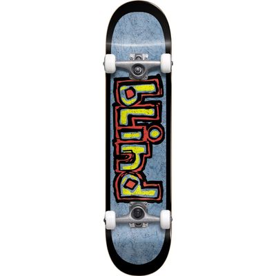 Blind Skateboards OG Box Out Black/Blue Mid Complete Skateboards First Push
