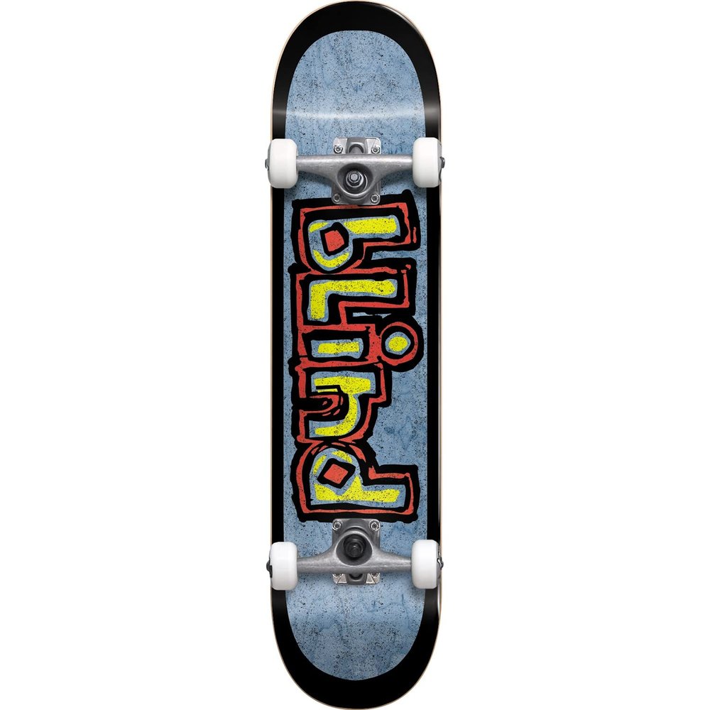 Blind Skateboards OG Box Out Black/Blue Mid Complete Skateboards First Push