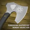 NedFoss 12.2" Tactical Tomahawk Axe with Leather Sheath, G10 Handle, Heavy Duty Full Tang Viking Axe with 4.3" Titanium Coated Blade, Viking Bearded Tomahawk Hatchet for Outdoor Survival view 3