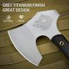 NedFoss 12.2" Tactical Tomahawk Axe with Leather Sheath, G10 Handle, Heavy Duty Full Tang Viking Axe with 4.3" Titanium Coated Blade, Viking Bearded Tomahawk Hatchet for Outdoor Survival view 4