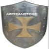 ARTIZANSTORE Medieval Warrior Viking Shield for Cosplay, Role-Play Medieval Knight Templar Brass Cross Shield 28" 18 Gauge Battle Heater Shield Shield Party Decor Costume Gifts view 4