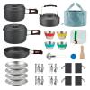 Bulin Camping Cookware Pots and Pans Set, Lightweight Backpacking Cooking Set Outdoor Cook Gear for Family Hiking Picnic (Kettle, Pot, Frying Pan, Bowls, Plates, Spoon) view 1