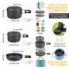 Bulin Camping Cookware Pots and Pans Set, Lightweight Backpacking Cooking Set Outdoor Cook Gear for Family Hiking Picnic (Kettle, Pot, Frying Pan, Bowls, Plates, Spoon) view 2
