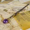 Rich Boxer Magic Wand for Kids with Purple Crystal Gemstone Wooden Wand Fairy Witches Wizards Wands Cosplay Costume Party Accessories Birthday Halloween Toys Decor Gift view 3