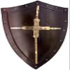 ARTIZANSTORE Medieval Knight Shield Brass Cross Templar Shield Fighting Shield Armour Shield Steel Medieval Warrior Viking Wooden Shield for Cosplay, Role-Play 18 Gauge Steel view 1
