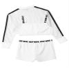 Daenrui Kids Girls Dance Outfits Mesh Fishnet Cropped Sweatshirt Top and Shorts Hip Hop Street Dance Clothes White 6 Years view 4