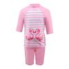 Julysand Toddler Girls Rash Guard Sets 3D Flamingo Swimsuit Pink Striped Two Piece Modest Swimwear Sun Protection Suit view 1