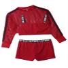 Daenrui Kids Girls Dance Outfits Mesh Fishnet Cropped Sweatshirt Top and Shorts Hip Hop Street Dance Clothes Red 14 Years view 4