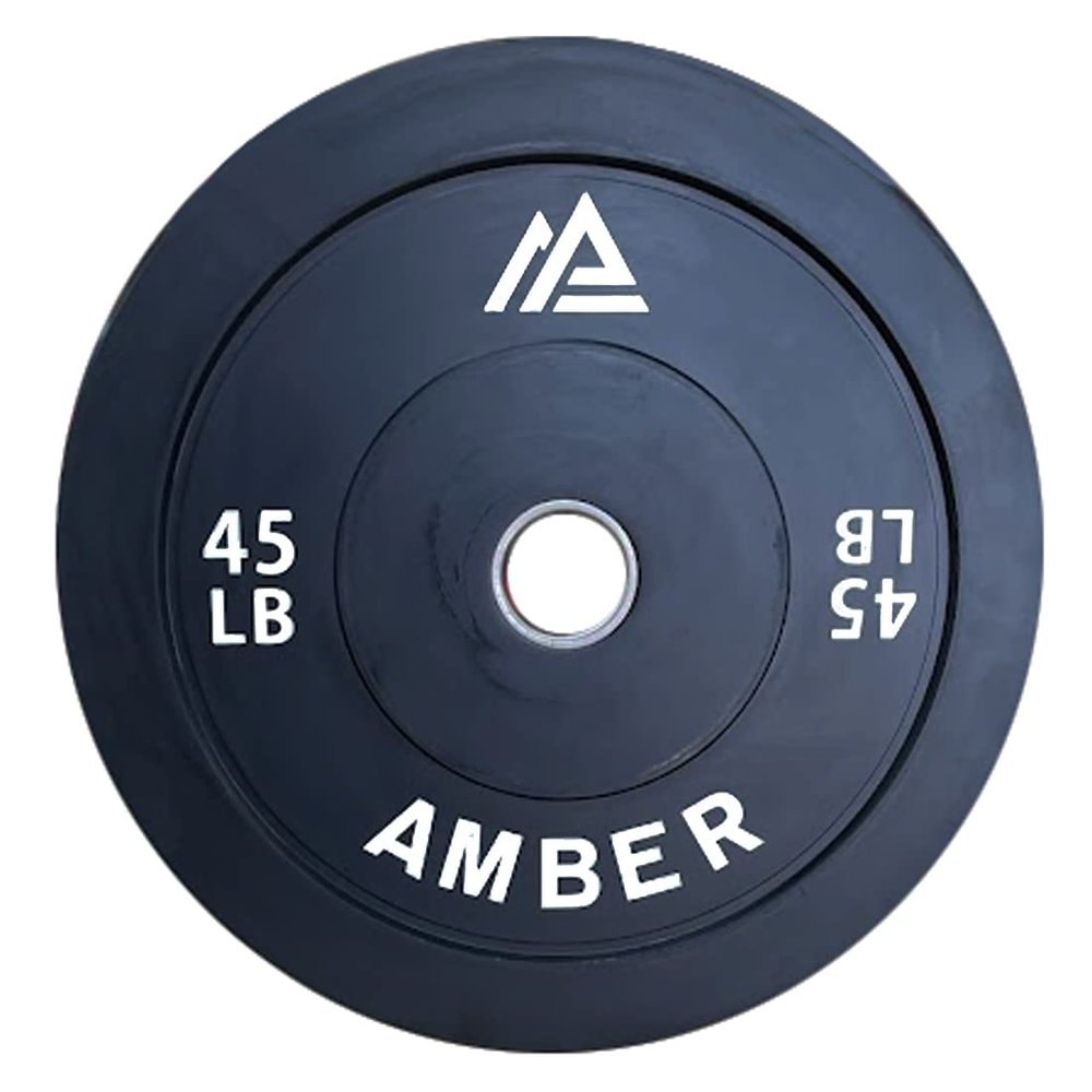 Olympic Bumper Plates: 2-Inch Stainless Steel Hub, Durable Rubber Weight Plates - Perfect for Cross-Training, Weightlifting, and Gym Fitness - 45lb Pair