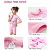 Julysand Toddler Girls Rash Guard Sets 3D Flamingo Swimsuit Pink Striped Two Piece Modest Swimwear Sun Protection Suit view 3