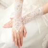 Latious Lace Wedding Gloves Fingerless White Bridal Gloves for Women and Bride view 4