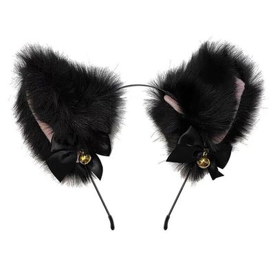 AKOAK 1 Pack Cat Ear Headband, Cosplay Costume Party Headband, Cute Flexible Cat Ears with Bells, Christmas Halloween Makeup Wedding Party for Women and Girls