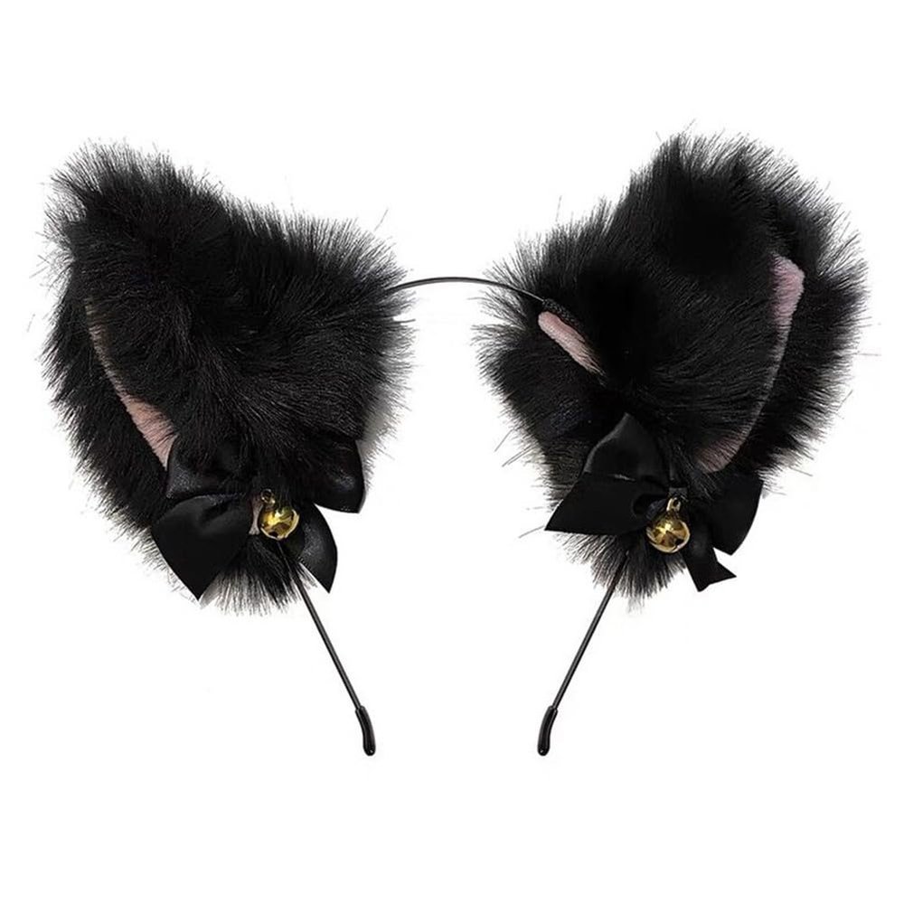 AKOAK 1 Pack Cat Ear Headband, Cosplay Costume Party Headband, Cute Flexible Cat Ears with Bells, Christmas Halloween Makeup Wedding Party for Women and Girls