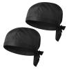 Tofficu Black Chef Hats for Men and Women Adjustable Ties Cotton Kitchen Hat Breathable Cooking Cap for Restaurant Bakery BBQ and Home Use 2 Pack view 1