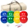 VSSAL Bocce Ball Set 107mm Regulation Size and Weight 920g for Professional Tournament, Backyard, Beach, Lawn Game with 8 Resin Bocci Balls, 60mm Pallino, Measuring Rope, Carrying Bag (Multi-Color) view 1